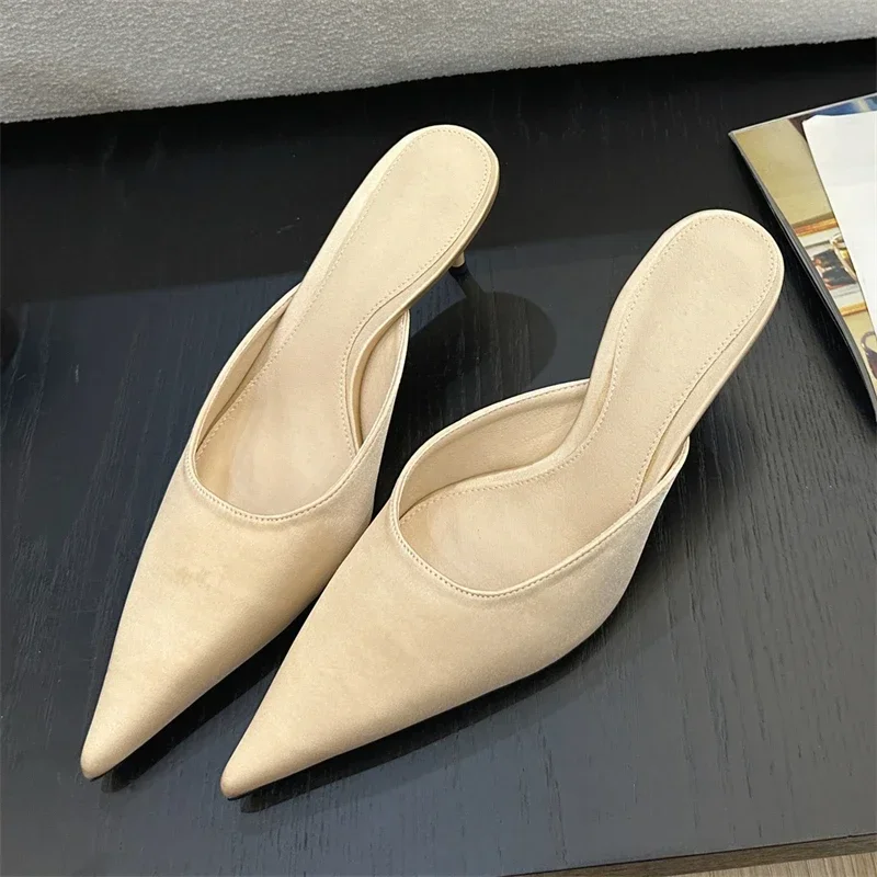 Quality Summer Clothing - Aneikeh Sexy Pointed Toe Mules Low