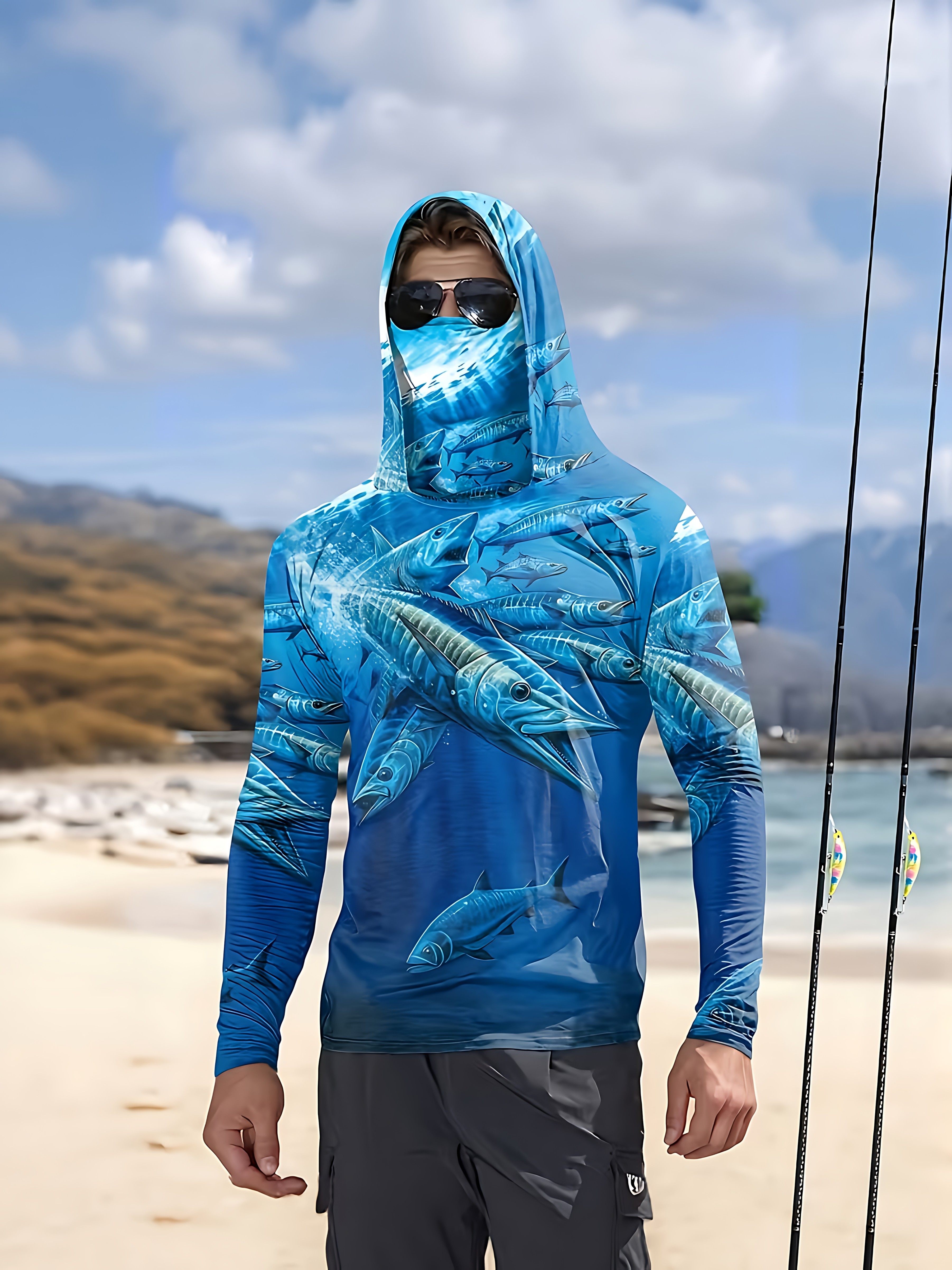 Summer Clothing Mens - Fishing Shirt Hooded Men Fishing Clothes