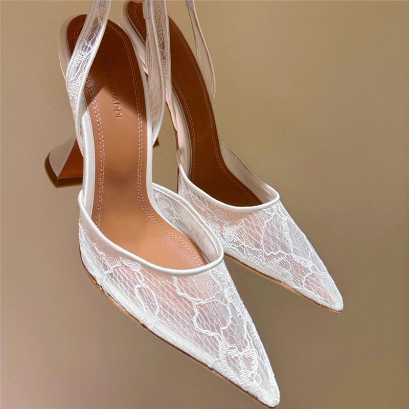 Summer Clothing Petite - High-heeled sandals summer new pointed lace
