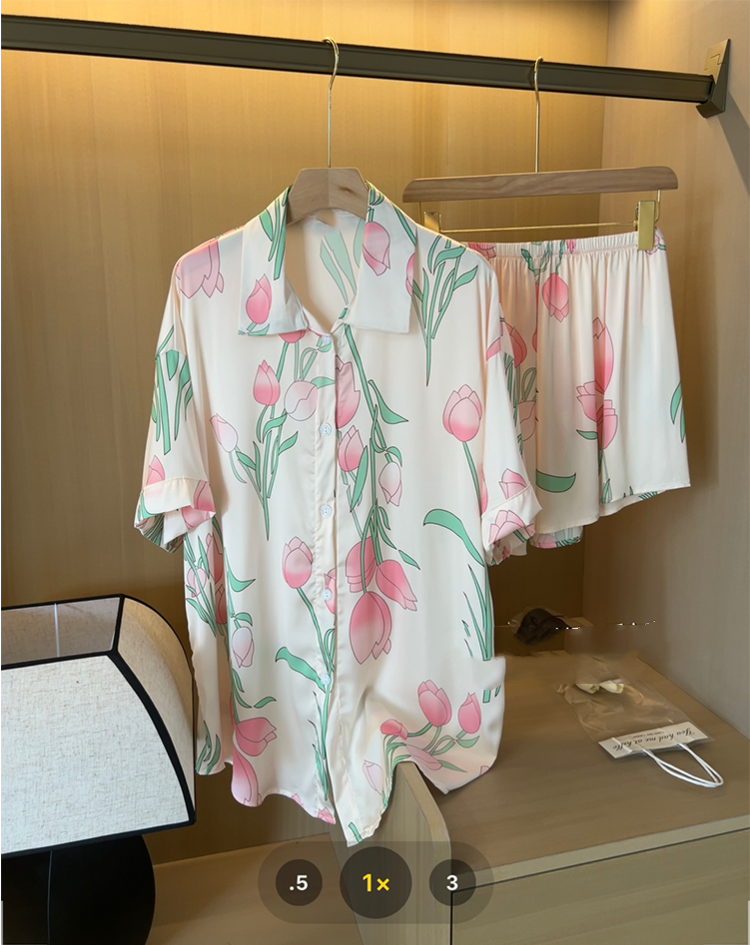 Summer Clothing For Women Over 50 - Women Silk Satin Sweet Pajamas Set