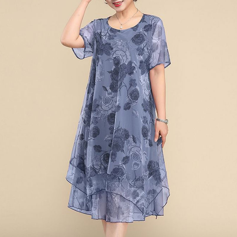 NEW O-Neck Short Sleeve Dresse - Summer Clothing For 60 Year Old Woman incelemesi ve fiyatı