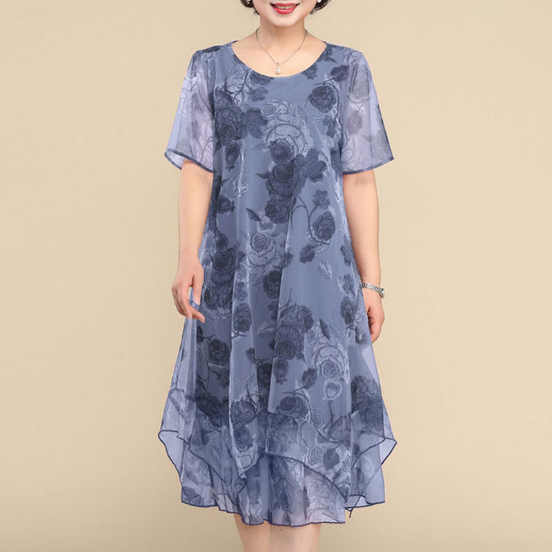 NEW O-Neck Short Sleeve Dresse - Summer Clothing For 60 Year Old Woman incelemesi ve fiyatı
