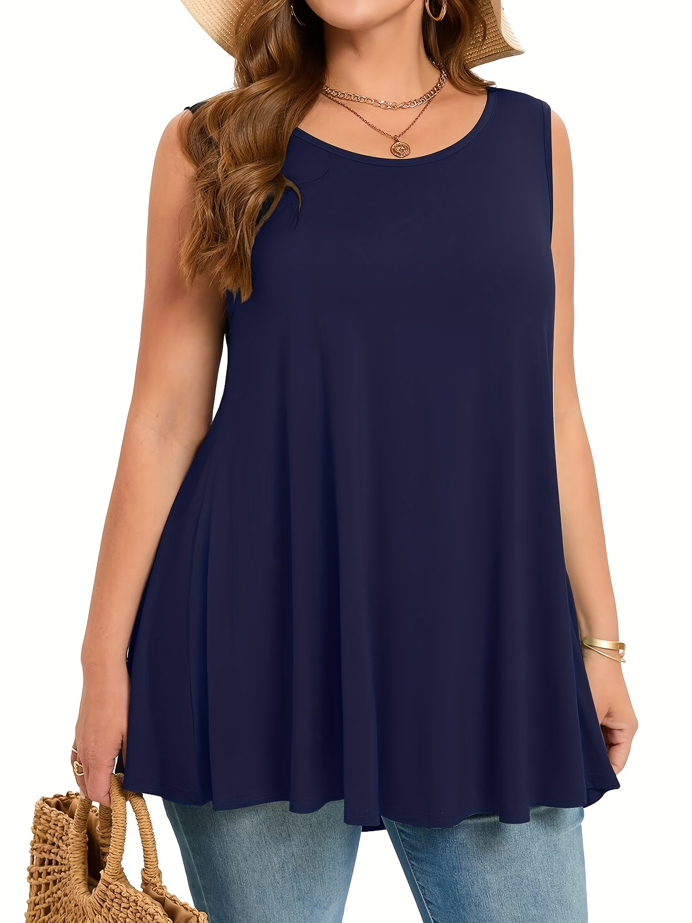 Plus Size Simple Solid Tank To - Summer Upf Clothing incelemesi ve fiyatı