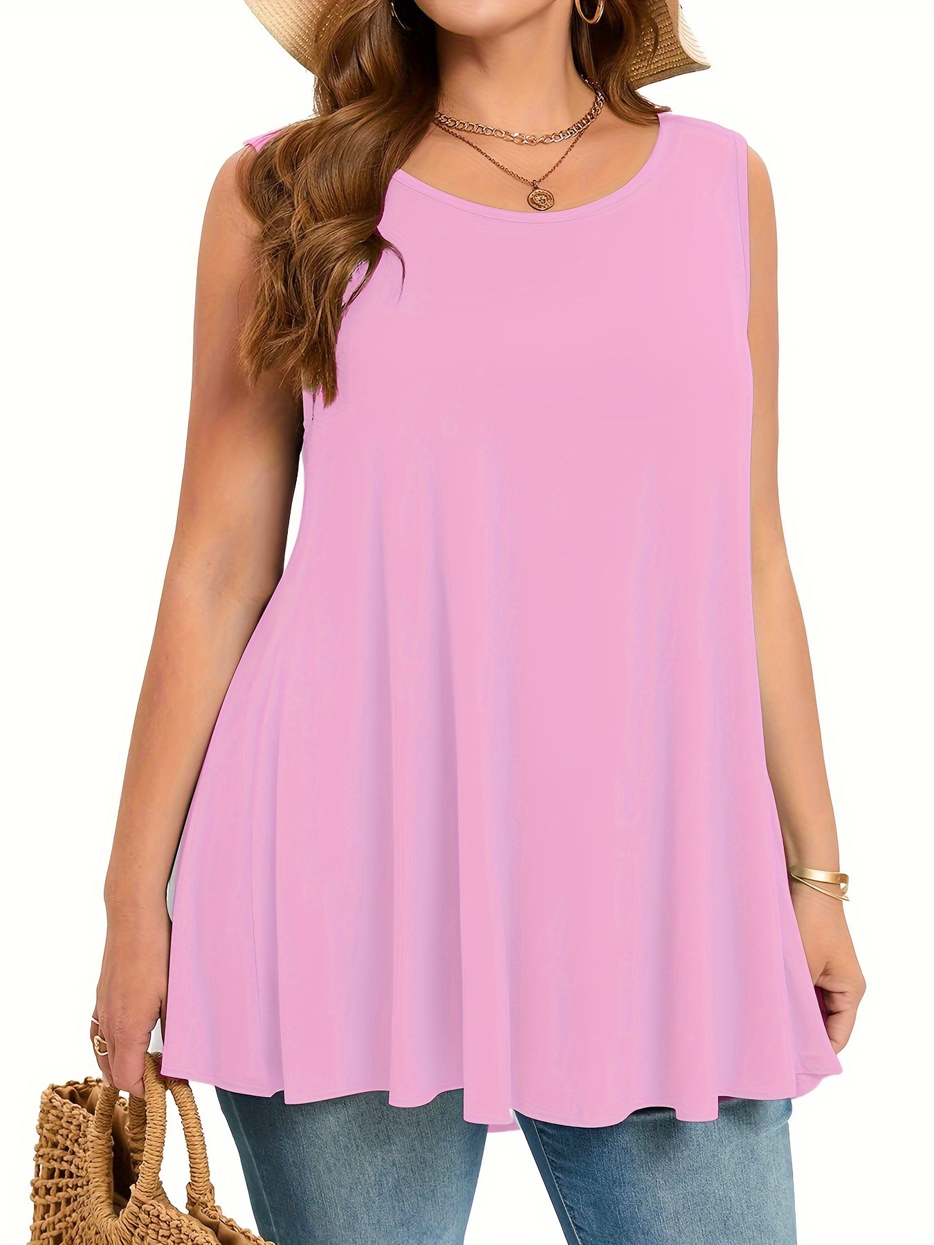 Plus Size Simple Solid Tank To - Summer Upf Clothing incelemesi ve fiyatı