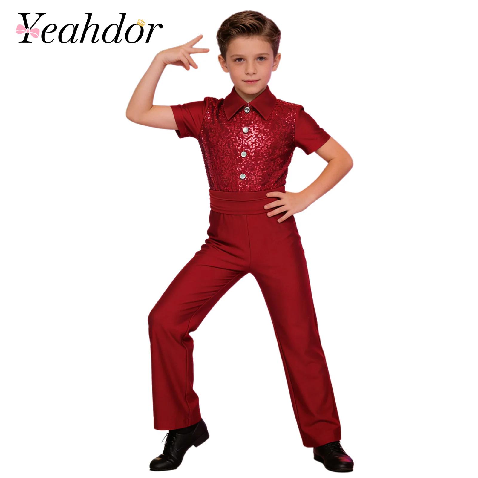 Boys Latin Modern Dance Shirt  - Summer Clothing Boys incelemesi ve fiyatı
