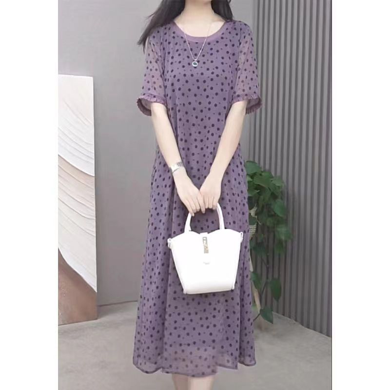 Elegant O-Neck Printed Polka D - Summer Clothing For 60 Year Old Woman incelemesi ve fiyatı