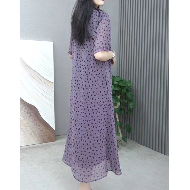 Elegant O-Neck Printed Polka D - Summer Clothing For 60 Year Old Woman incelemesi ve fiyatı