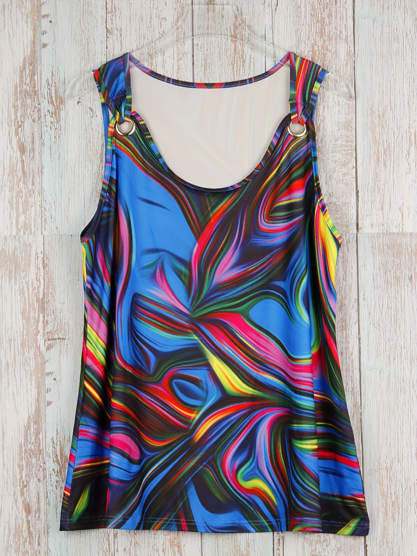 Plus Size Abstract Print Tank  - Summer Upf Clothing incelemesi ve fiyatı
