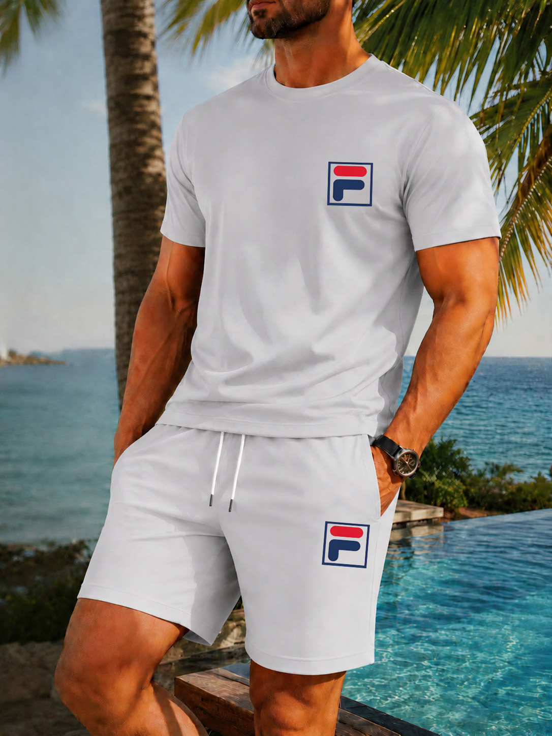 Men's Printed Two-piece Set, C - Summer Outdoor Clothing incelemesi ve fiyatı