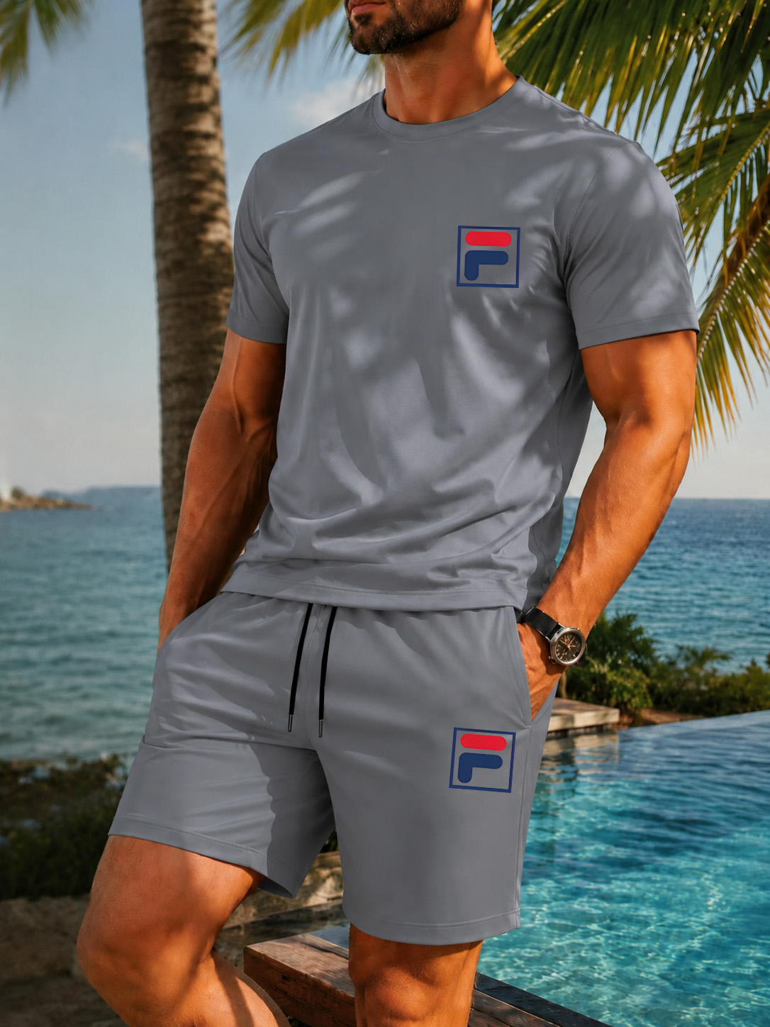 Men's Printed Two-piece Set, C - Summer Outdoor Clothing incelemesi ve fiyatı