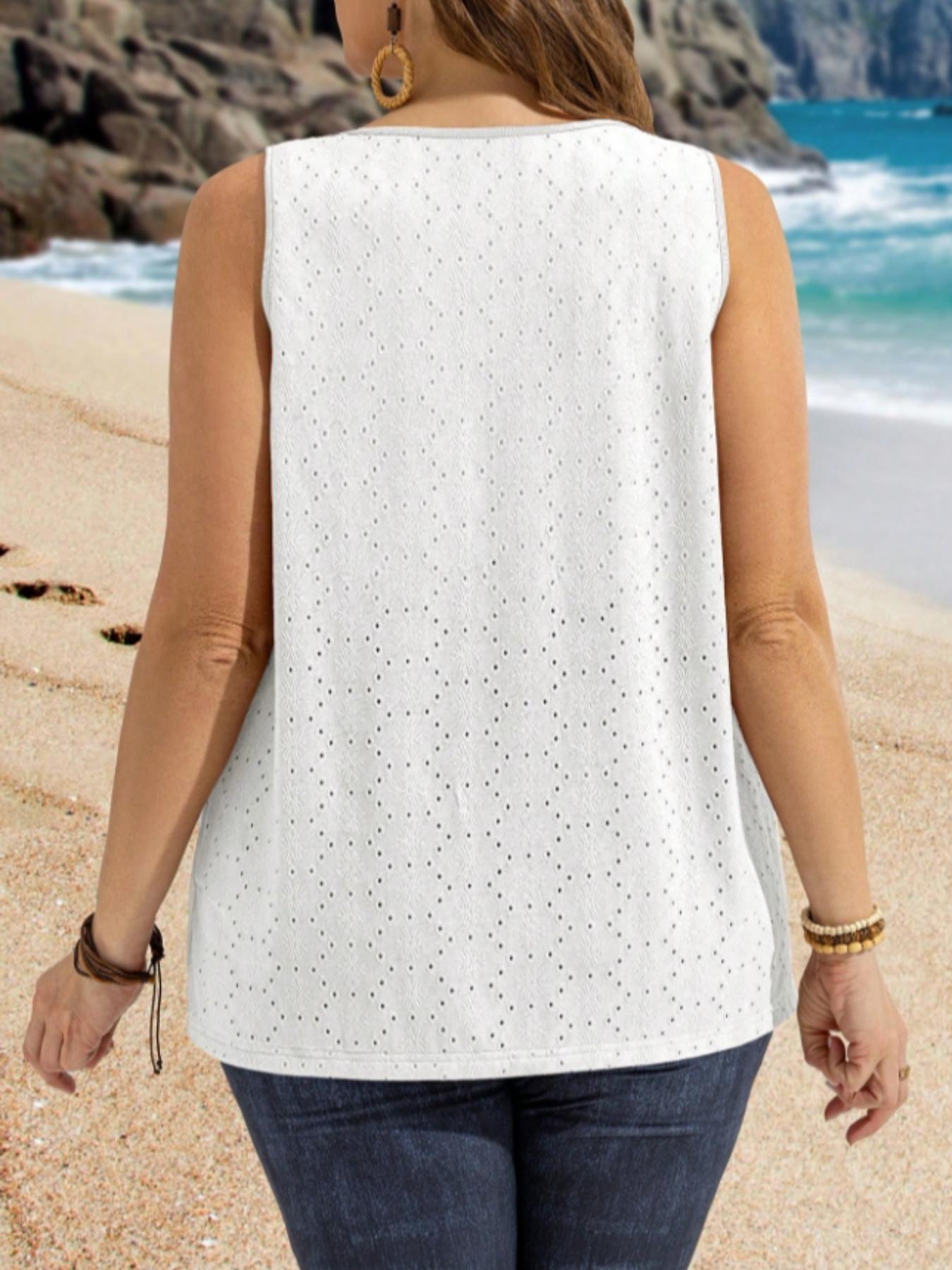 Plus Size Women's Eyelet Embro - Summer Upf Clothing incelemesi ve fiyatı