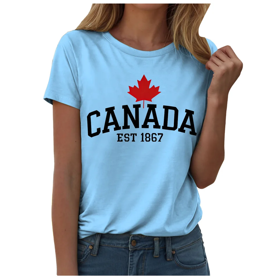 Maple Leaf Flag T-Shirt For Wo - Summer Clothing Women Canada incelemesi ve fiyatı