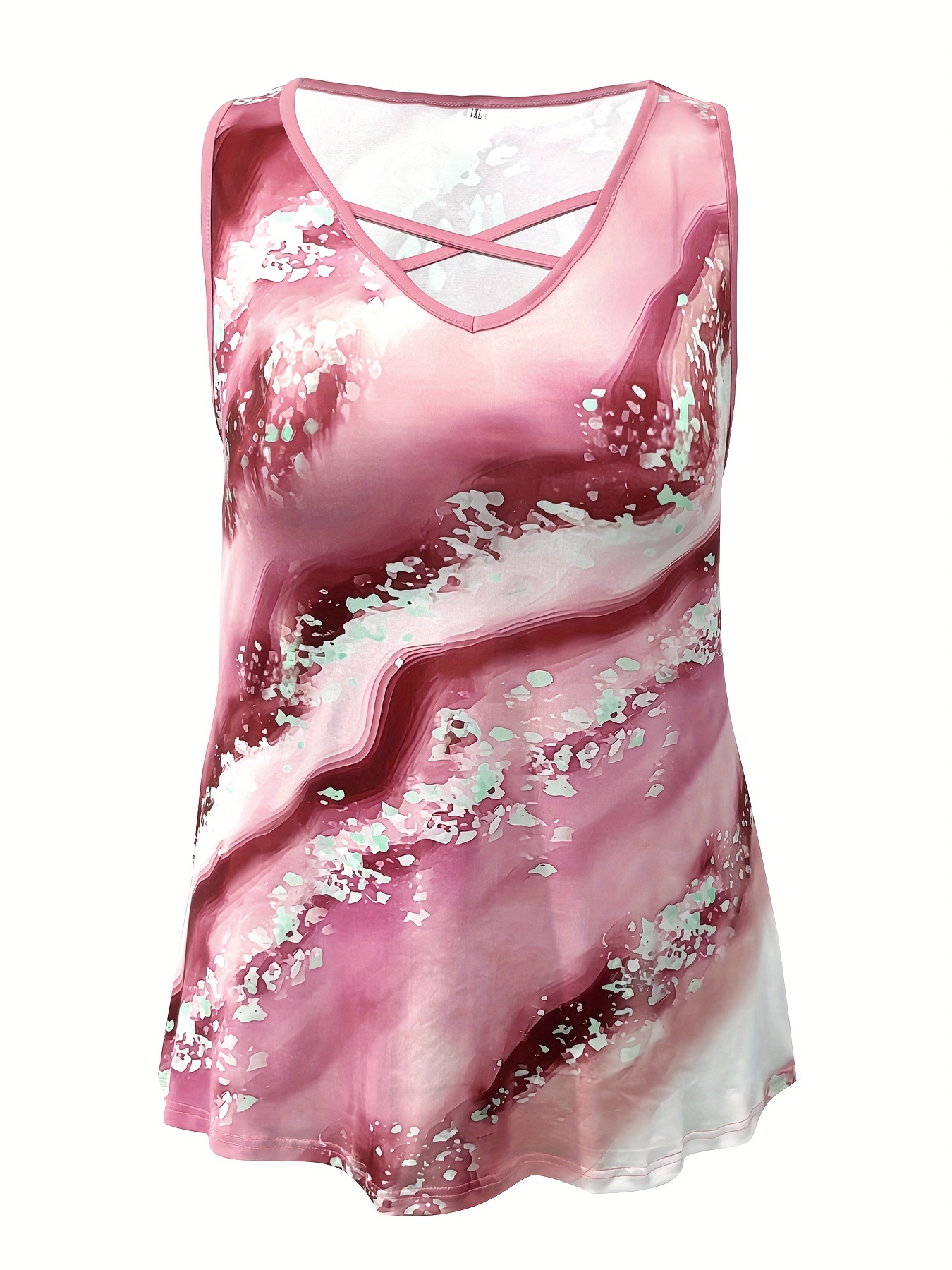 Plus Size Marble Print Tank To - Summer Upf Clothing incelemesi ve fiyatı